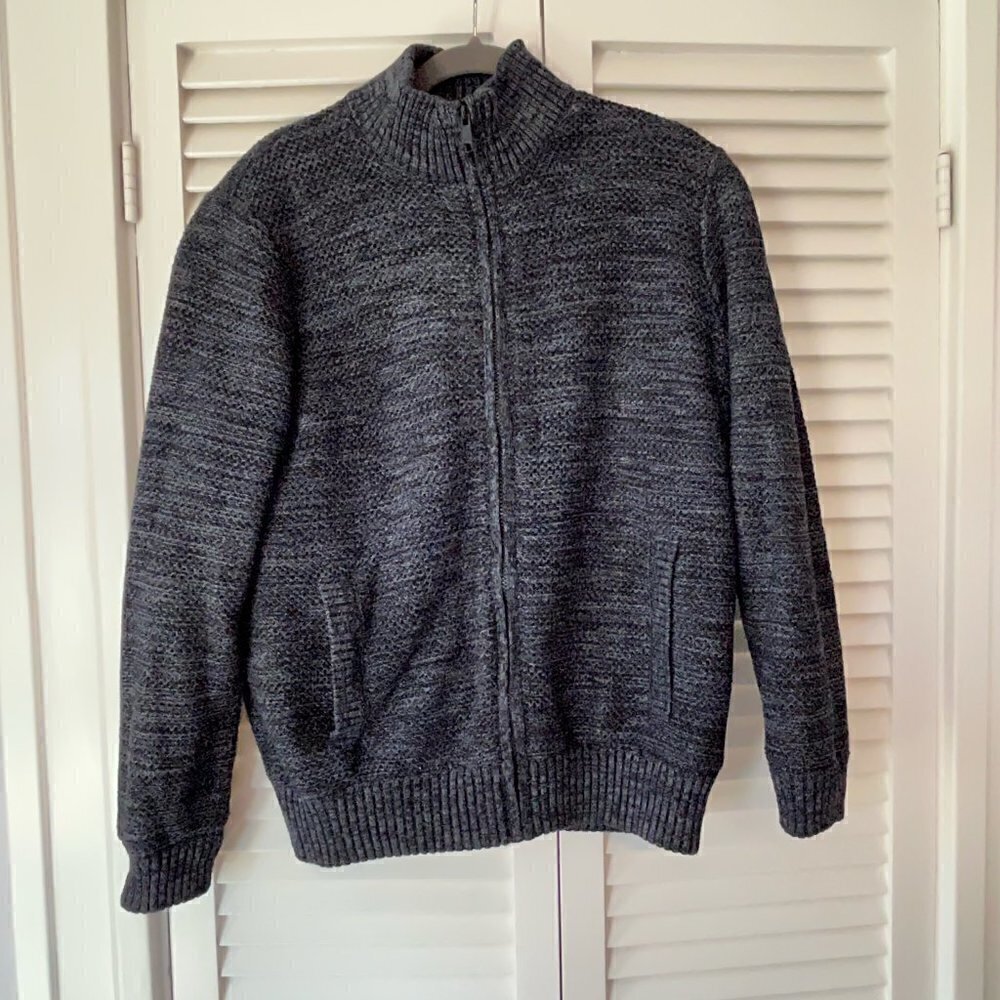 Boston Traders medium navy fleece-lined full-zip bomber jacket